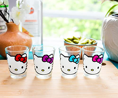 Sanrio Hello Kitty Faces 1.5-Ounce Mini Glass Cups, Set of 4 | Whiskey Shot Glasses, Home Barware For Liquor and Beverages, Kitchen Decor Essentials | Cute Kawaii Gifts And Collectibles | The Storepaperoomates Retail Market - Fast Affordable Shopping