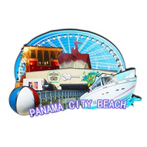 American Panama City Beach City Magnet 3D Wooden Landmarks Classic Fridge Magnets Handcrafted Crafts Travel Souvenirs Gifts Collections Home & Kitchen Decorations