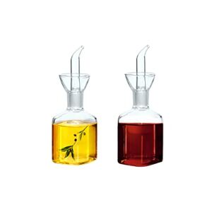 LandHope Oil Bottle Glass Olive Oil Dispenser Bottle Glass Cooking Oil Vinegar Measuring Dispenser with Spout for Kitchen and BBQ (125ml/4.27oz,2 Pack)