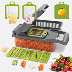 Kitchen Vegetable Chopper Onion Chopper Including 7 Blades, Food Chopper Veggie Chopper with Vegetable Peeler, Hand Guard and Container