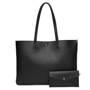 Montana West Leather Tote Bag Large Tote Purse for Women Purses and Handbags Shoulder Bag Purse and Wallet Set MWC-098BK