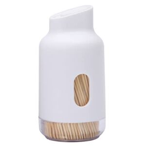 Toothpick Holder,with 350 Natural Bamboo Toothpicks for Teeth Cleaning Plastic Toothpick Dispensers,Slip Cover Unique Home Design Decor White