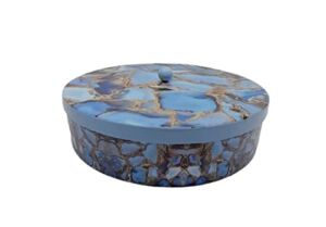 Ornate International spice box/masala box /dry fruit box/multicolored & show pies for home & kitchen ware in side 7 bowls with spoon (Blue)