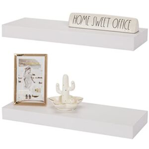 Sorbus Floating Shelf Set — Rustic Wood Hanging Rectangle Wall Shelves — Perfect for Home Décor, Trophy Display, Photo Frames, and More