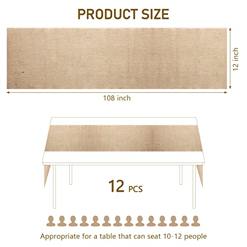 12 Pack Burlap Table Runners 12 x 108 Inches Farmhouse Khaki Jute Table Runner Rustic Country Wedding Burlap Table Runners for Birthday Engagement Party Home Kitchen Dining Table Decorations | The Storepaperoomates Retail Market - Fast Affordable Shopping