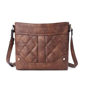 CHOLISS Crossbody Purses for Women,Medium Size Zipper Pocket Adjustable Strap,Retro Leather Women’s Shoulder Handbags