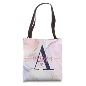 Amina Letter A Initial Monogram Calligraphy Personalized Tote Bag