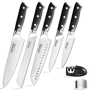 Topfeel Professional Chef Knife Set 5PCS, 3.5-8 Inch Set Kitchen Knives German High Carbon Stainless Steel Sharp Knife, Knives Set for Kitchen with Ergonomic Handle Gift Box…