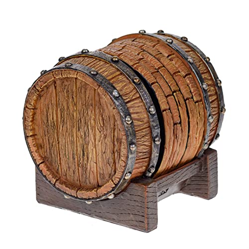 Pine Ridge Whiskey Barrel 5pcs Drink Coaster with Holder, Barrel Aged Whiskey Est. 1840 Unique Bar Decor & Accessories, Beer & Whiskey Glass Coaster – Modern Home Decorations for Kitchen and Dining | The Storepaperoomates Retail Market - Fast Affordable Shopping
