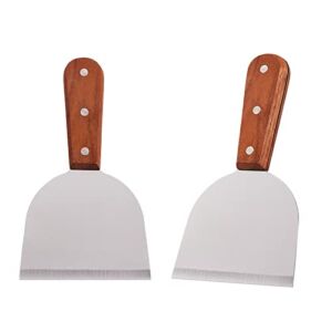 XIYEAM Stainless Steel Ice Cream Spatula, 2PCS Grill Griddle Shovel Scraper Diner Flat, Metal Versatile Scraper for Home Kitchen Ice Cream Making Tool Commercial