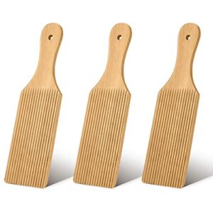 3 Pcs Gnocchi Boards and Wooden Butter Paddles for Rolling Dough 9.1 x 2.8 in Gnocchi Paddle Pasta Making Tools Roller for Home Restaurant Kitchen Noodle Pasta Cutlery Gift