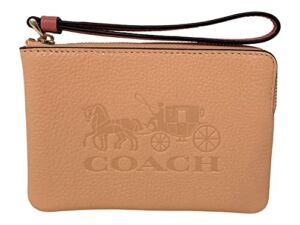 Corner Zip Wristlet In Colorblock With Horse And Carriage Faded Blush Style No C8717