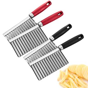 Crinkle Cut Knife, 4 Pack Crinkle Cutter, Crinkle Cutter for Veggies, for Home Kitchen Carrot Cheese Potatoes Wavy Blade Cutting Tool (Random Color)