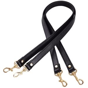 VanEnjoy Pair Full Grain Leather Replacement Strap For Handbags Purse Bags-26“Long,0.71″Wide (Black) (Black)