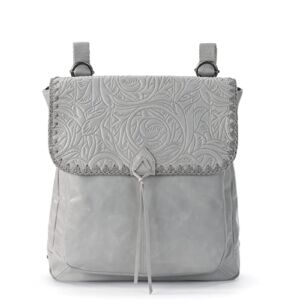 the sak womens Ventura Convertible Backpack in Leather, Light Smoke Leaf Embossed, One Size US