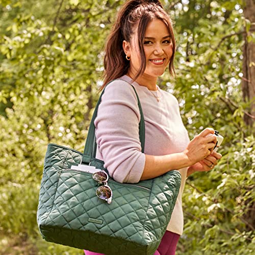Vera Bradley Womens Performance Twill Work Tote Handbag, Olive Leaf, One Size US | The Storepaperoomates Retail Market - Fast Affordable Shopping