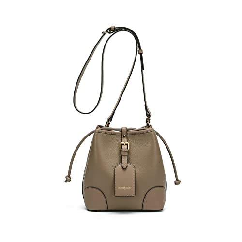 Small Leather Drawstring Shoulder Bag Premium 2 Way Bucket Crossbody Purse For Women (3-Beige) | The Storepaperoomates Retail Market - Fast Affordable Shopping