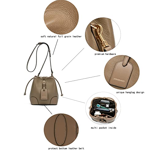Small Leather Drawstring Shoulder Bag Premium 2 Way Bucket Crossbody Purse For Women (3-Beige) | The Storepaperoomates Retail Market - Fast Affordable Shopping