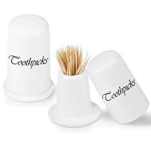 VIVP Unique Toothpick Holder, Ceramic Toothpick Holder with Lid, Toothpick Dispenser, White Toothpick Holder, Toothpick Storage Box and Easy to Clean, Unique Home Design Decoration