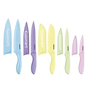 Cuisinart C55-10PCPL Ceramic Coated Knife Set with Blade Guard Sheaths (10- Piece Set) in Pastel Bright’s