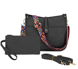 Crossbody Bags for Women Purse Strap Replacement Small Purses Hobo Bags Sling Shoulder Bag Vegan Leather Guitar Straps Black