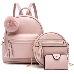 Mini Backpack Purse for Women Girls Teens Crossbody Bag and Credit Card Holder 3pcs Set