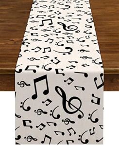 Nepnuser Linen Musical Notes Table Runner Music Event Birthday Party Wedding Decoration Farmhouse Home Dining Room Kitchen Table Decor