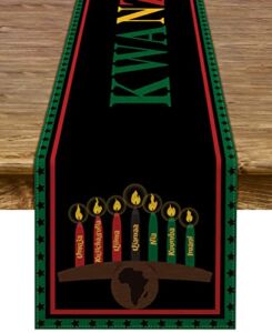 Kwanzaa Table Runner Kinara African American Afro Heritage Festival Holiday Kitchen Dinning Room Home Decoration
