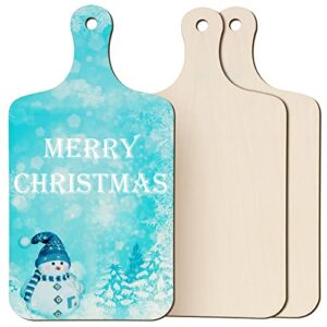 Mini Wooden Cutting Board Charcuterie Boards with Handle Unfinished Wood Individual Charcuterie Board Cheese Board for Christmas Decor Home Kitchen Vegetables Fruit Supply (15.8 x 8 x 0.2 Inch,3 Pcs)