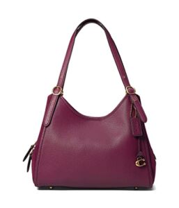 COACH Mixed Leather with Suede Gusset Lori Shoulder Bag Deep Berry Multi One Size