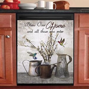 Bless Home Magnet Sticker Bouquet Dishwasher Cover Kitchen Decorative,Farm Floral Dish Washer Magnet,All Those Who Enter Fridge Decal Refrigerator Magnets Appliance Panel 23″x17″