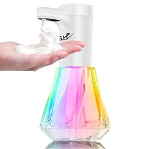 Automatic Foaming Hand Soap Dispenser – Touchless 12 Color Lights USB Sensor Adjustable Pump 15.2 Oz Apply to Shampoo Washing Fluid, Suitable for Kitchen Bathroom Countertop