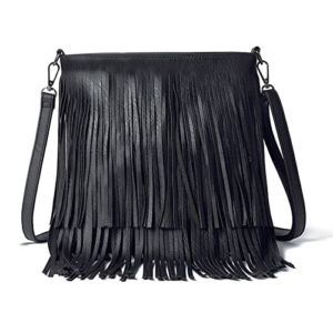 Lytosmoo Women Fringe Crossbody Tassel Purse Bag PU Leather Western Boho Purse Vintage Hobo Shoulder Handbag