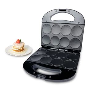 FineMade Mini Pancakes Maker Machine with Non Stick Plates, Small Pancake Griddle, Makes 8 x 2” Tiny Pancakes, Ideal for Breakfast, Snacks, Desserts and More