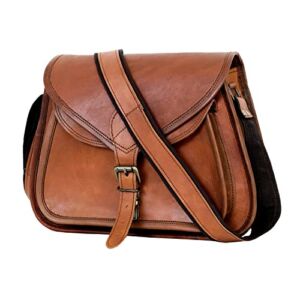 Ruzioon Leather Crossbody Purse Women Shoulder Bag Satchel Ladies Travel Purse Genuine Leather Brown