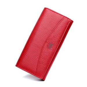 SXGJQ Genuine Leather Wallet for Women Coin Purse Female Long Clutch Phone Red Wallets (Color : Red)
