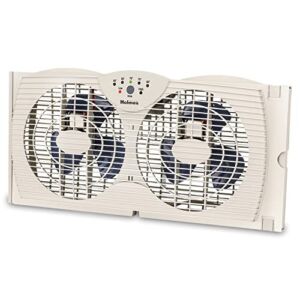HOLMES Dual Blade Digital Window Fan with Programmable Thermostat Control, White, One Size