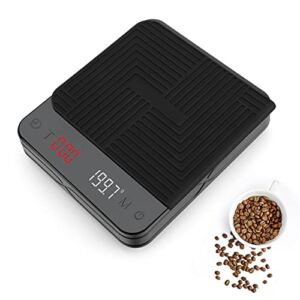 Digital Coffee Scale with Timer, Globalstore 5kg/0.1g High Precision LED Hidden Screen USB Rechargeable Digital Kitchen Scales Food Scale Electronic Cooking Scale for Coffee Home Office Kitchen Baking