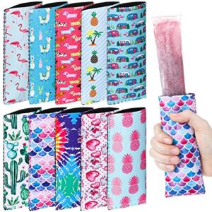 10 Pcs Freezer Pop Sleeve Insulator ice lolly Sleeve Neoprene ice lolly Holders for Kids Washable ice lolly Sleeve Reusable ice lolly Bags for Kitchen Home Party Supplies