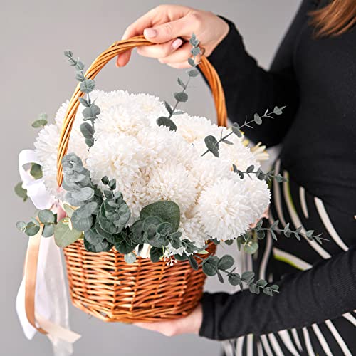 24 Pcs Chrysanthemum Flowers Artificial Ball Flowers Bouquet Long Stem Flowers Chrysanthemum Faux Flowers Hydrangea Boho Floral Tables Centerpieces for Home Kitchen Wedding Party Decorations (White) | The Storepaperoomates Retail Market - Fast Affordable Shopping