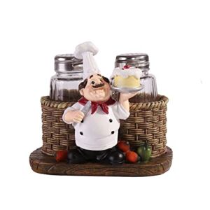 Salt and Pepper Shaker Sets,Sitting Chef Decorative Statue Spice Organizer,Figurine Salt And Pepper Shaker Set Gourmet Cottage Kitchen Collectible Home and Dining Décor Accent