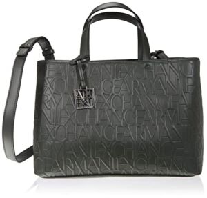 A|X Armani Exchange Women’s Embossed Logo Medium Open Shopping Bag, Military Green, OS