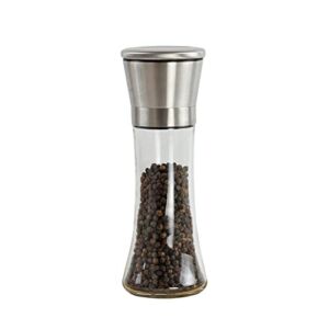 Salt and Pepper Grinder Set,Stainless Steel Mills,Adjustable Coarseness Mills Glass Material to Refill Sea Salt,Small Peppercorn,Black Pepper,Fits in Home,Kitchen-2 Pack