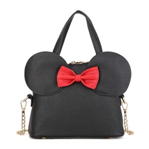 Cutie Dome Purse Mouse Ears Bow Crossbody Shoulder Handbag Small Zip-Around Satchel Bag for Girls Women