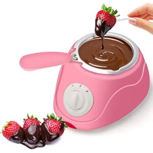 Electric Chocolate Fondue Pot Ftabernam Chocolate Melting Pot Chocolate Machine Chocolate Fondue Pot Set with Making Accessory Kit for Melting Chocolate, Cheese, Candy ,Butter, for Party & Home DIY, Pink