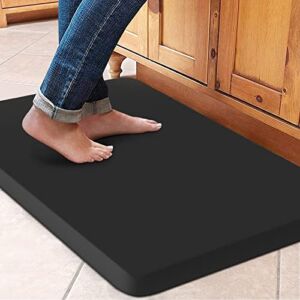 WISELIFE Kitchen Floor Mat Cushioned Anti-Fatigue Kitchen Rug,17.3″x28″,Non Slip Waterproof Kitchen Mats and Rugs Heavy Duty PVC Ergonomic Comfort Mat for Kitchen,Office, Sink, Laundry,Black