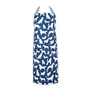 DII Everyday Pets Kitchen Collection Chef Apron, Large Pockets & Adjustable, 35×28, Navy Dog Print