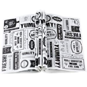 Newsprint Wax Paper Sheets Newspaper Theme Food Wrap Paper Grease Resistant Tray Liners Waterproof Wrapping Tissue Food Picnic Paper for Home Kitchen Baking Hamburger Sandwich Basket (1000)