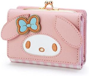 Cute Fashionable Cartoon character My melody Small Wallet Short Ladies Girls Purses Leather Trifold Wallets Money Bag (Pink)