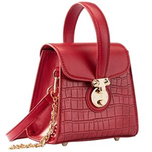 Milan Chiva Top Handle Purse Crocodile Crossbody Bag for Women Trendy Cute Shoulder Handbag with Chain Strap MC-1011RD